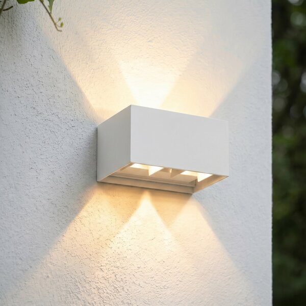 Lindby Εξωτερικός φωτιστικός LED Nivar, τετράγωνος, λευκός, 20 cm, IP54, Λευκό, Μέταλλο, σύγχρονο