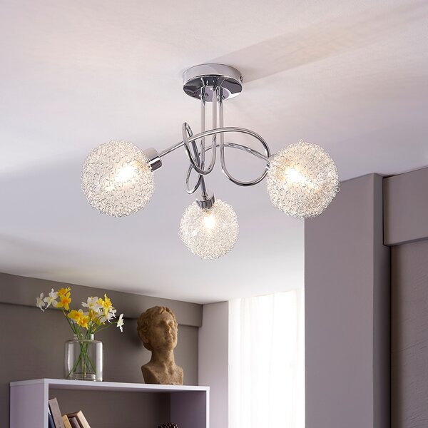 Lindby Φωτιστικό οροφής Ticino, Ø 40 cm, χρώμιο, γυαλί, μέταλλο, ρυθμιζόμενος, Μεταλλικό, Διάδρομος, Μέταλλο, σύγχρονο