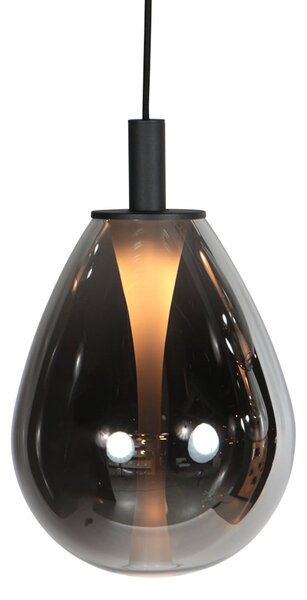 Mexlite Κρεμαστό φωτιστικό LED Glimsy, Ø 14 cm, μαύρο/γκρι καπνιστό, γυαλί, ρυθμιζόμενος, Γκρι, Σαλόνι / τραπεζαρία, Γυαλί
