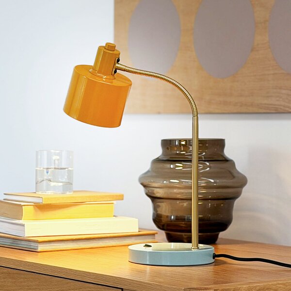 Dyberg Larsen Επιτραπέζια λάμπα Ocean Flex, κάρυ/τυρκουάζ, 45 cm, Κίτρινο, Σαλόνι / τραπεζαρία, Μέταλλο, Σκανδιναβικό
