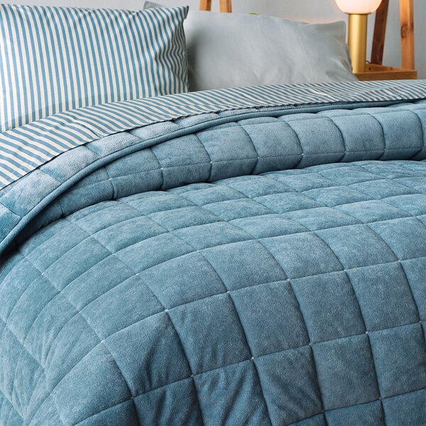 Λεπτό Πάπλωμα Βελουτέ King Size (240x260) Kentia Stylish Sutton 01 Blue