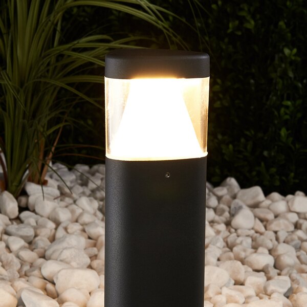 Lucande LED φωτιστικό βάθρο Milou, ύψος 30 cm, ανθρακί, αλουμίνιο, Μαύρο, Μέταλλο, σύγχρονο