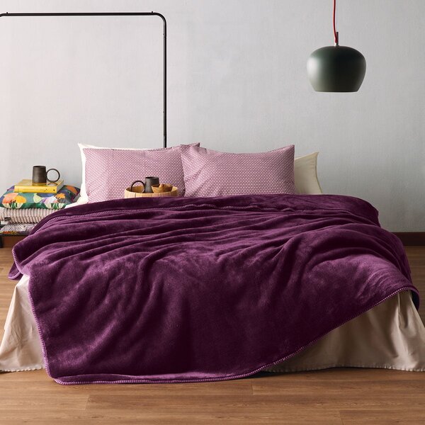 Κουβέρτα Βελουτέ Υπέρδιπλη (220x240) Kentia Loft Monaco 05 Purple