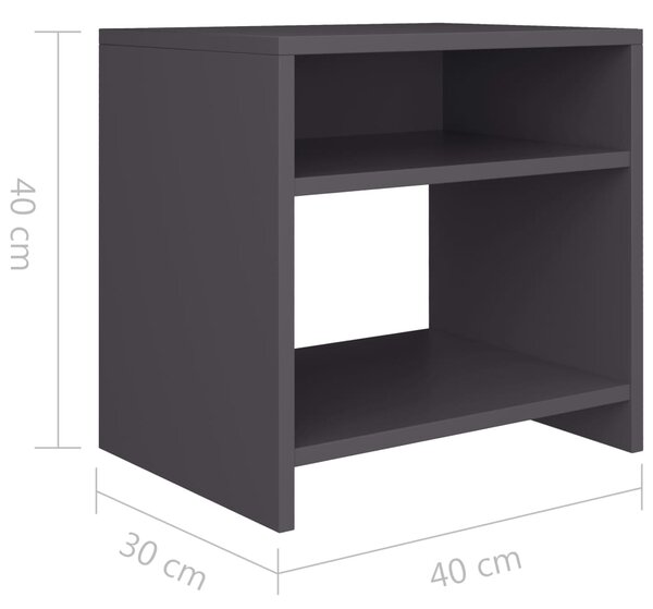 VidaXL Κομοδίνο Γκρι 40 x 30 x 40 εκ. από Μοριοσανίδα