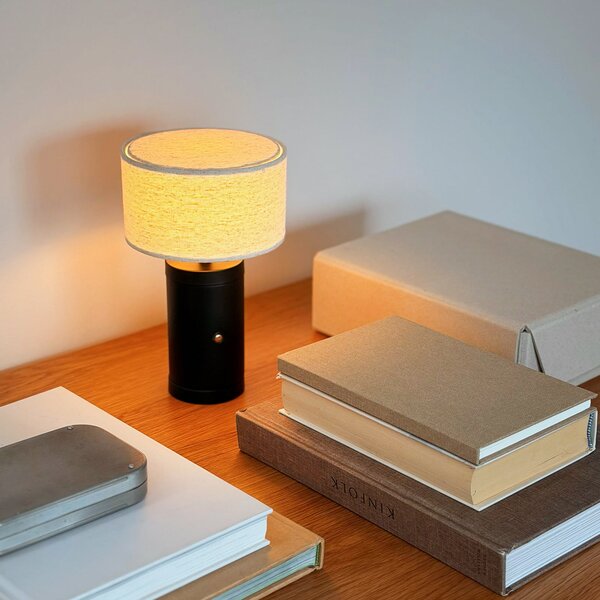 Dyberg Larsen Φωτιστικό LED με μπαταρία Mellow, μαύρο, 23 cm, ρυθμιζόμενος, Μαύρο, Σαλόνι / τραπεζαρία, Ξύλο, Σκανδιναβικό