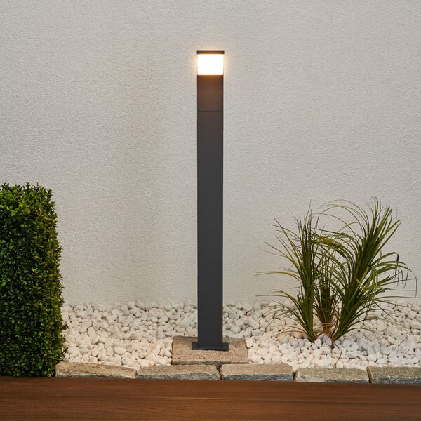 Lucande Λαμπτήρας προβολής LED Timm, 100 cm, ανθρακί, μέταλλο, IP54, Μαύρο, Αλουμίνιο, σύγχρονο