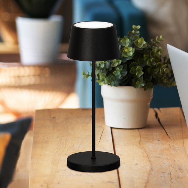 FH Lighting LED-Ακουστική επιτραπέζια λάμπα Asena Pro άμμου-μαύρο, 30 cm μέταλλο IP54, ρυθμιζόμενος, Μαύρο, Μέταλλο, σύγχρονο