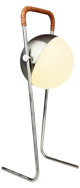 Dyberg Larsen LED-Akkutischleuchte Mova, καφέ, IP44, ρυθμιζόμενος, Ασημένιο, Σαλόνι / τραπεζαρία, Μέταλλο, Σκανδιναβικό