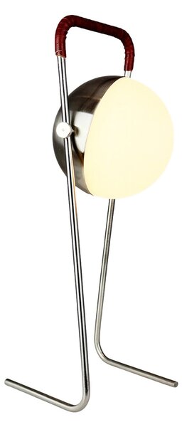 Dyberg Larsen LED-Akkutischleuchte Mova, μπορντό, IP44, ρυθμιζόμενος, Ασημένιο, Σαλόνι / τραπεζαρία, Μέταλλο, Σκανδιναβικό