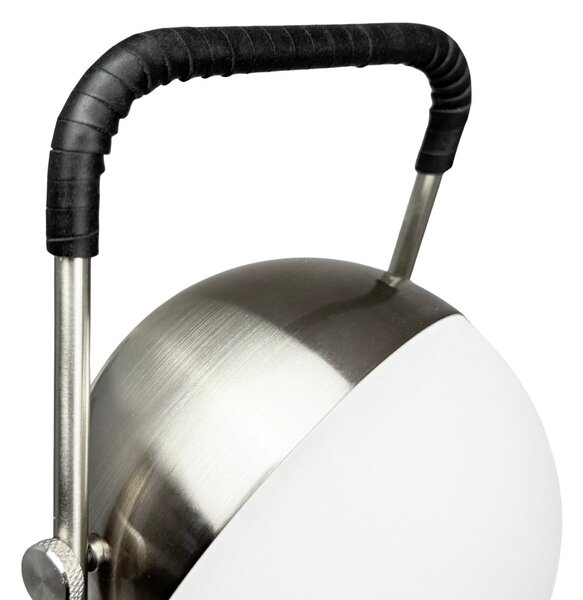 Dyberg Larsen Φωτιστικό LED με μπαταρία Mova, μαύρο, IP44, ρυθμιζόμενος, Ασημένιο, Σαλόνι / τραπεζαρία, Μέταλλο, Σκανδιναβικό