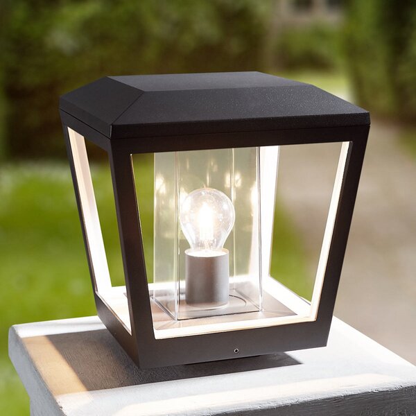 Lucande Dunia φωτιστικό πλίνθου, ανθρακί, μέταλλο, 24 cm, IP54, ρυθμιζόμενος, Μαύρο, Μέταλλο, σύγχρονο