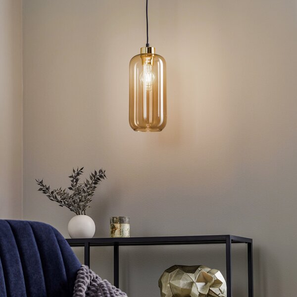 TK Lighting Κρεμαστό φωτιστικό Marco Green, 1 λάμπα, καφέ, ρυθμιζόμενος, Καφέ / Σκουριάς, Σαλόνι / τραπεζαρία, Γυαλί, σύγχρονο