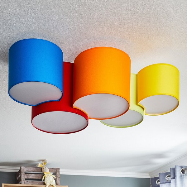 TK Lighting Φωτιστικό οροφής Mona με πέντε λάμπες, πολύχρωμο, ρυθμιζόμενος, Πολύχρωμο, υπνοδωμάτιο, Ύφασμα / Κλωστοϋφαντουργία, σύγχρονο