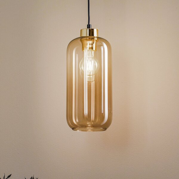 TK Lighting Κρεμαστό φωτιστικό Marco Green, 1 λάμπα, καφέ, ρυθμιζόμενος, Καφέ / Σκουριάς, Σαλόνι / τραπεζαρία, Γυαλί, σύγχρονο