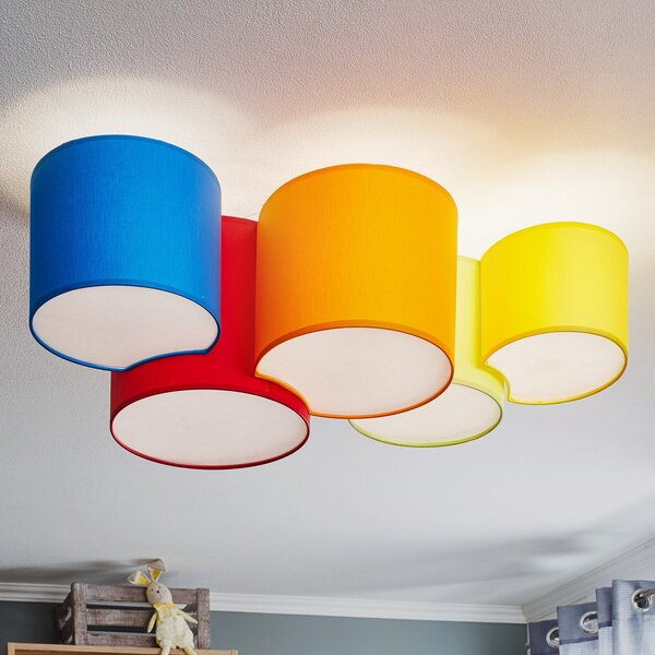 TK Lighting Φωτιστικό οροφής Mona με πέντε λάμπες, πολύχρωμο, ρυθμιζόμενος, Πολύχρωμο, υπνοδωμάτιο, Ύφασμα / Κλωστοϋφαντουργία, σύγχρονο