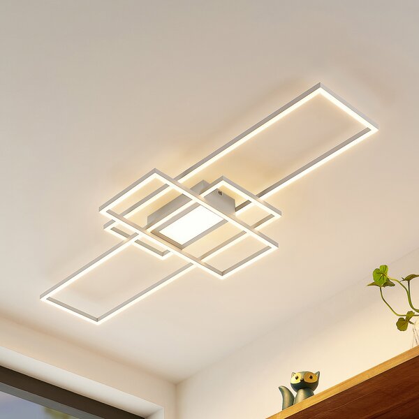 Lindby LED φωτιστικό οροφής Caitlin, λευκό, μεταλλικό, 105cm, ρυθμιζόμενος, Λευκό, Σαλόνι / τραπεζαρία, Μέταλλο, σύγχρονο