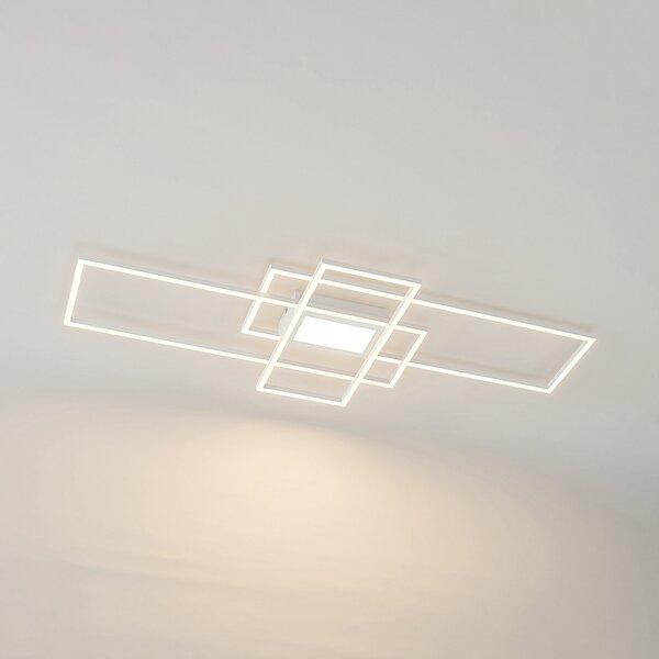 Lindby LED φωτιστικό οροφής Caitlin, λευκό, μεταλλικό, 105cm, ρυθμιζόμενος, Λευκό, Σαλόνι / τραπεζαρία, Μέταλλο, σύγχρονο