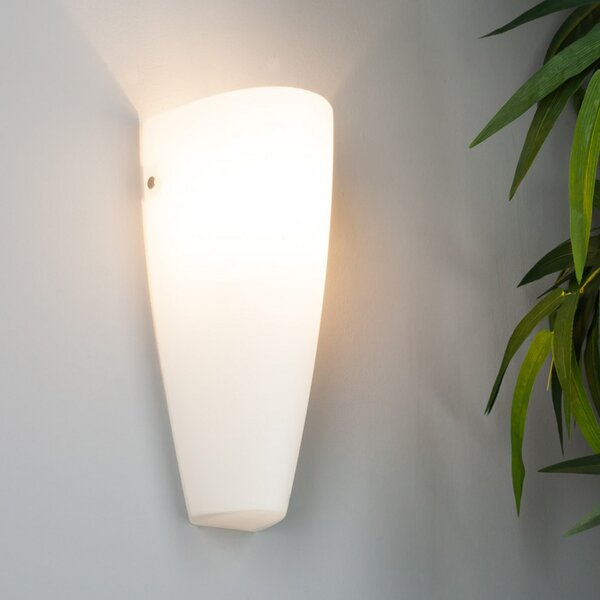 Lindby Φωτιστικό τοίχου Hermine, λευκό, γυαλί, ύψος 30cm, E27, ρυθμιζόμενος, Λευκό, Διάδρομος, Γυαλί, σύγχρονο