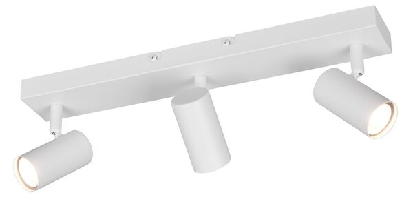 Reality Leuchten Προβολέας Taryn, λευκό ματ, μήκος 45 cm, 3 φτερά, Mini-GU10, ρυθμιζόμενος, Λευκό, Σαλόνι / τραπεζαρία, Μέταλλο, σύγχρονο, Ημικυκλική οροφή με απόσταση