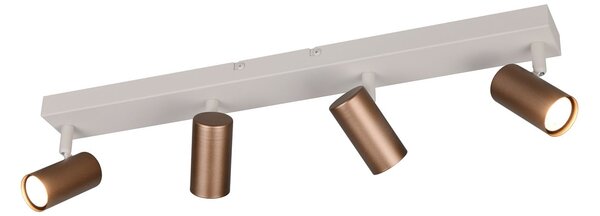 Reality Leuchten Προβολέας Taryn, καφέ, μήκος 62 cm, 4 φτερά, Mini-GU10, ρυθμιζόμενος, Καφέ / Σκουριάς, Σαλόνι / τραπεζαρία, Μέταλλο, σύγχρονο, Ημικυκλική οροφή με απόσταση