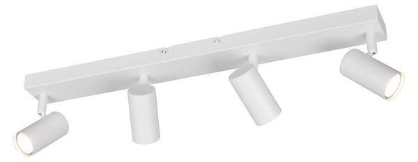 Reality Leuchten Προβολέας Taryn, λευκό ματ, μήκος 62 cm, 4 φτερά, Mini-GU10, ρυθμιζόμενος, Λευκό, Σαλόνι / τραπεζαρία, Μέταλλο, σύγχρονο, Ημικυκλική οροφή με απόσταση