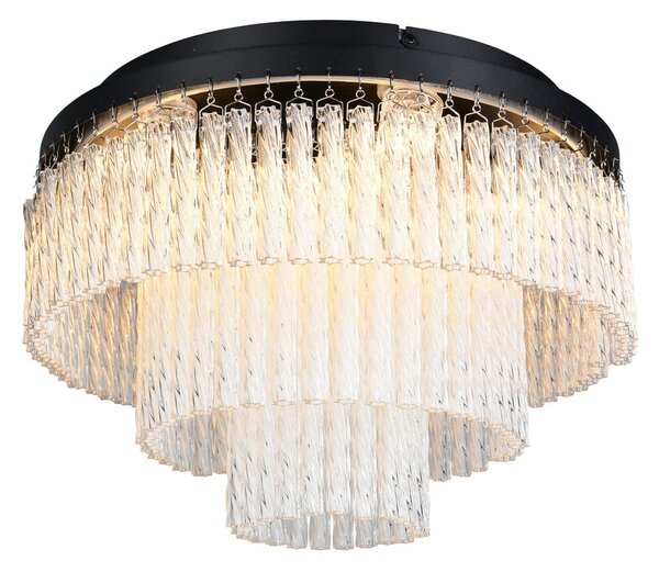 Reality Leuchten LED οροφής Vono, μαύρο/διαφανές, Ø 40 cm, CCT, RGB Remote, ρυθμιζόμενος, Μαύρο, Σαλόνι / τραπεζαρία, Μέταλλο