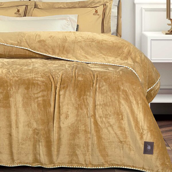 Κουβέρτα Fleece Μονή (170x240) Greenwich Polo Club Essential 4441 Ochre