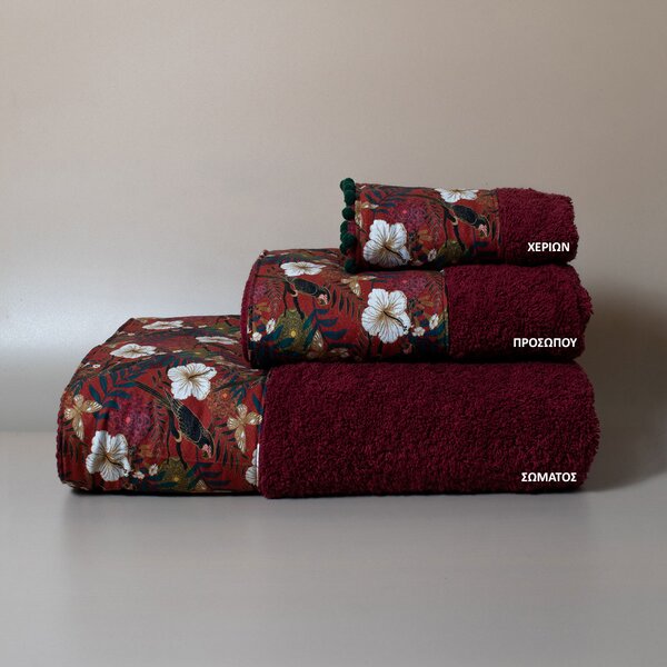 Πετσέτα Χεριών (30x50) White Fabric Forest Bordeaux 600gsm