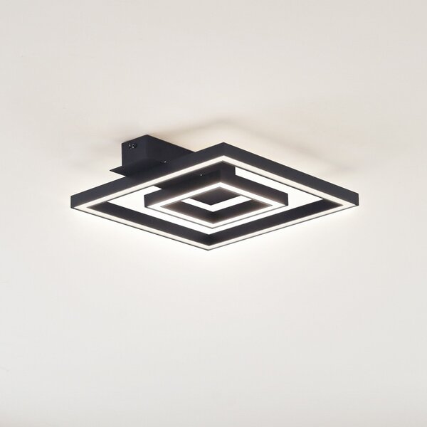 Lindby LED φωτιστικό οροφής Madamo, μαύρο, 30 cm, 3000K, αλουμίνιο, Μαύρο, Σαλόνι / τραπεζαρία, Αλουμίνιο, σύγχρονο