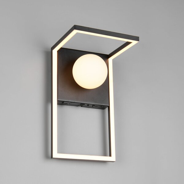 Trio Lighting LED φωτιστικό τοίχου Arola, μαύρο ματ, πλάτος 17 cm, μέταλλο, ρυθμιζόμενος, Μαύρο, Σαλόνι / τραπεζαρία, Μέταλλο, σύγχρονο