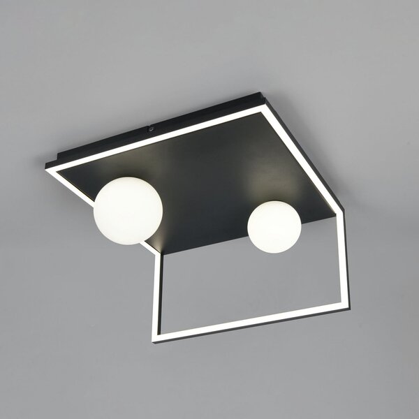 Trio Lighting Φωτιστικό οροφής LED Arola, μαύρο ματ, πλάτος 37 cm, μέταλλο, ρυθμιζόμενος, Μαύρο, Σαλόνι / τραπεζαρία, Μέταλλο, σύγχρονο