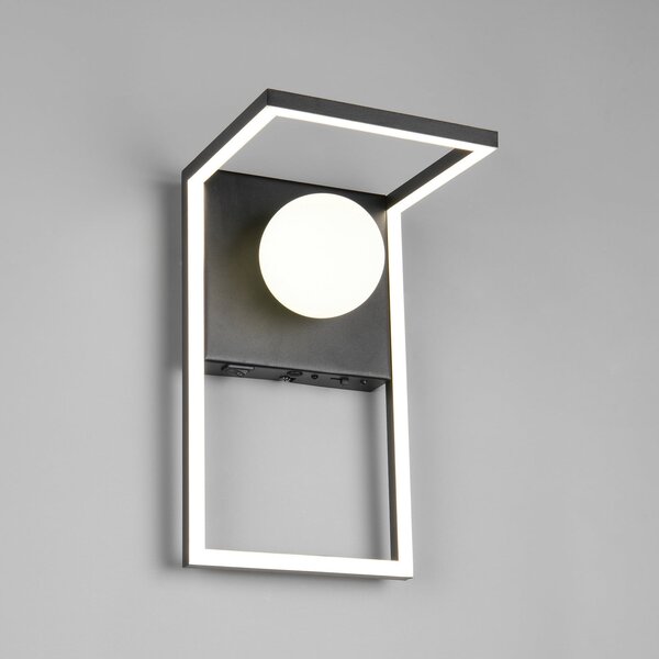 Trio Lighting LED φωτιστικό τοίχου Arola, μαύρο ματ, πλάτος 17 cm, μέταλλο, ρυθμιζόμενος, Μαύρο, Σαλόνι / τραπεζαρία, Μέταλλο, σύγχρονο