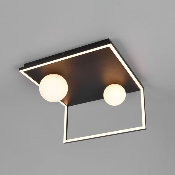 Trio Lighting Φωτιστικό οροφής LED Arola, μαύρο ματ, πλάτος 37 cm, μέταλλο, ρυθμιζόμενος, Μαύρο, Σαλόνι / τραπεζαρία, Μέταλλο, σύγχρονο