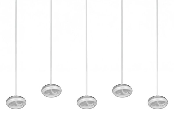 Trio Lighting Κρεμαστό φωτιστικό LED Tarsia, λευκό ματ, μήκος 161 cm, γυαλί, 5 φτερά., ρυθμιζόμενος, Λευκό, Σαλόνι / τραπεζαρία, Γυαλί, σύγχρονο