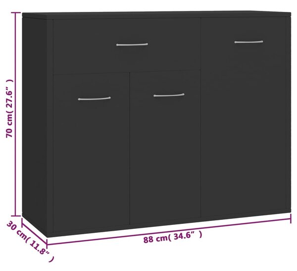 VidaXL Μπουφές Γκρι 88 x 30 x 70 εκ. από Μοριοσανίδα