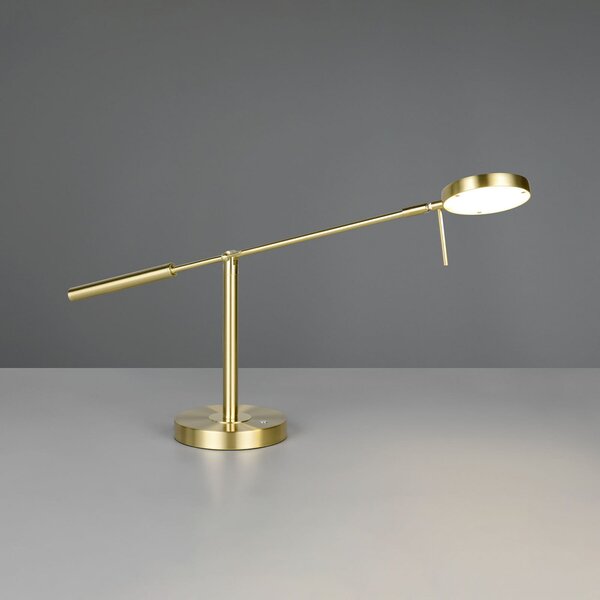 Trio Lighting LED επιτραπέζια λάμπα Monza, χρώμα ορείχαλκου, ύψος 52 cm, μέταλλο, ρυθμιζόμενος, Χρυσό / Ορείχαλκου, Μελέτη / Γραφείο, Μέταλλο, σύγχρονο