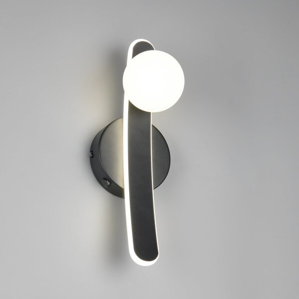 Trio Lighting LED φωτιστικό τοίχου Napoli, μαύρο ματ, ύψος 34 cm, μέταλλο CCT, ρυθμιζόμενος, Μαύρο, Σαλόνι / τραπεζαρία, Μέταλλο, σύγχρονο