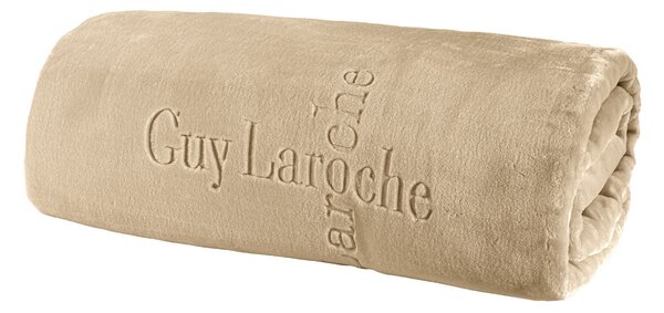 Κουβέρτα Βελουτέ Μονή (160x220) Guy Laroche Logo Almond