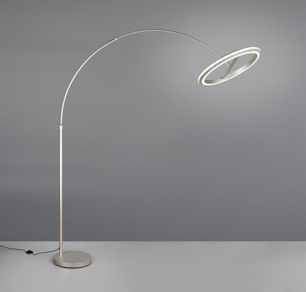 Trio Lighting Λάμπα δαπέδου LED Amador, χρώμα νικελίου, ύψος 205 cm Μέταλλο, ρυθμιζόμενος, Μεταλλικό, Σαλόνι / τραπεζαρία, Μέταλλο, σύγχρονο