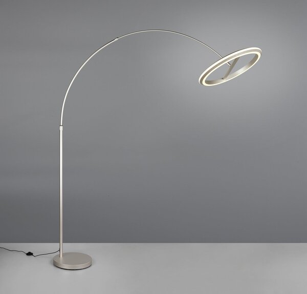 Trio Lighting Λάμπα δαπέδου LED Amador, χρώμα νικελίου, ύψος 205 cm Μέταλλο, ρυθμιζόμενος, Μεταλλικό, Σαλόνι / τραπεζαρία, Μέταλλο, σύγχρονο