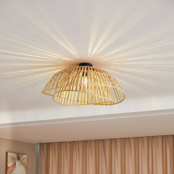 Lindby Φωτιστικό οροφής Ilajus, Ø 62 cm, φυσικό μπαμπού, ρυθμιζόμενος, Ξύλου, Σαλόνι / τραπεζαρία, Μπαμπού, Σκανδιναβικό