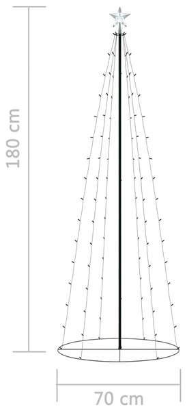 VidaXL Χριστουγεννιάτικο Δέντρο Κώνος 100 LED Πολύχρωμο 70 x 180 εκ