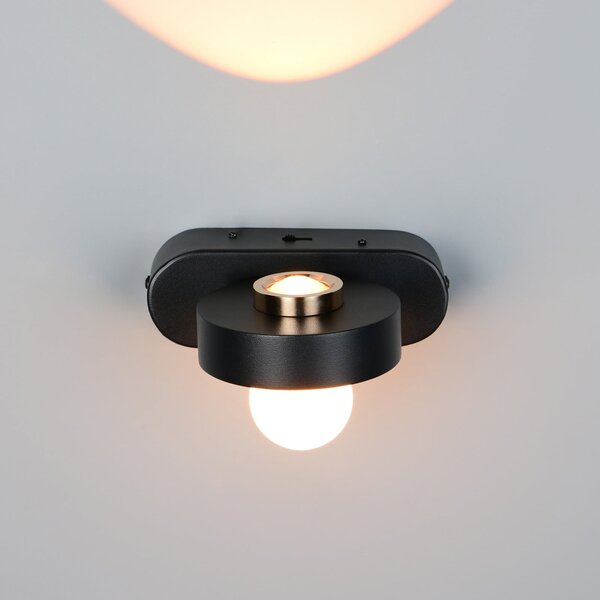 Trio Lighting LED φωτιστικό τοίχου Arpino μαύρο Προεξοχή 15 cm Μέταλλο 2 φτερά., ρυθμιζόμενος, Μαύρο, Σαλόνι / τραπεζαρία, Μέταλλο, σύγχρονο