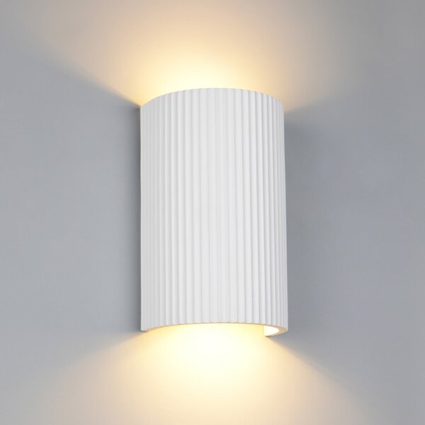Trio Lighting Φωτιστικό τοίχου Raposa, λευκό, ύψος 22 cm, γύψος, 2 φτερά., Λευκό, Σαλόνι / τραπεζαρία, Γύψος / πηλός, σύγχρονο, Γωνιακός τοίχος