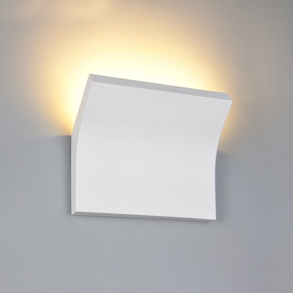 Trio Lighting Φωτιστικό τοίχου Vanjura, λευκό, πλάτος 24 cm, γύψος, Λευκό, Σαλόνι / τραπεζαρία, Γύψος / πηλός, σύγχρονο, Γωνιακός τοίχος
