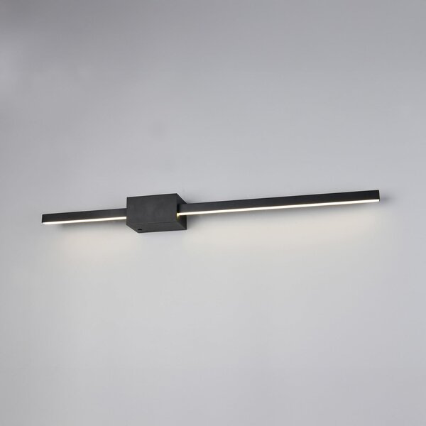 Trio Lighting LED φωτιστικό τοίχου Cassino, μαύρο ματ, πλάτος 70 cm, μέταλλο, ρυθμιζόμενος, Μαύρο, Σαλόνι / τραπεζαρία, Μέταλλο, σύγχρονο