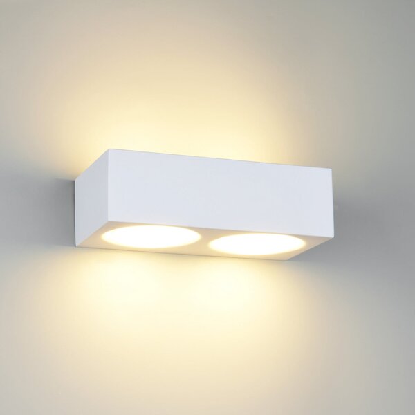 Trio Lighting Φωτιστικό τοίχου Mattone, λευκό, πλάτος 23 cm, γύψος, 4 φτερά., Λευκό, Σαλόνι / τραπεζαρία, Γύψος / πηλός, σύγχρονο, Γωνιακός τοίχος