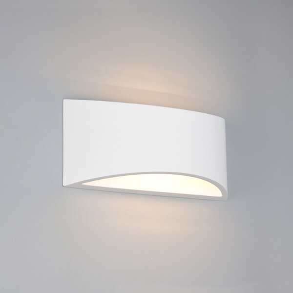 Trio Lighting Φωτιστικό τοίχου Wacadia, λευκό, πλάτος 30 cm, γύψος, Λευκό, Σαλόνι / τραπεζαρία, Γύψος / πηλός, σύγχρονο, Γωνιακός τοίχος
