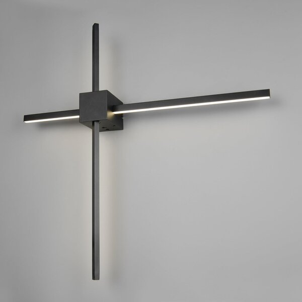 Trio Lighting LED φωτιστικό τοίχου Cassino, μαύρο ματ, πλάτος 67 cm, μέταλλο, ρυθμιζόμενος, Μαύρο, Σαλόνι / τραπεζαρία, Μέταλλο, σύγχρονο