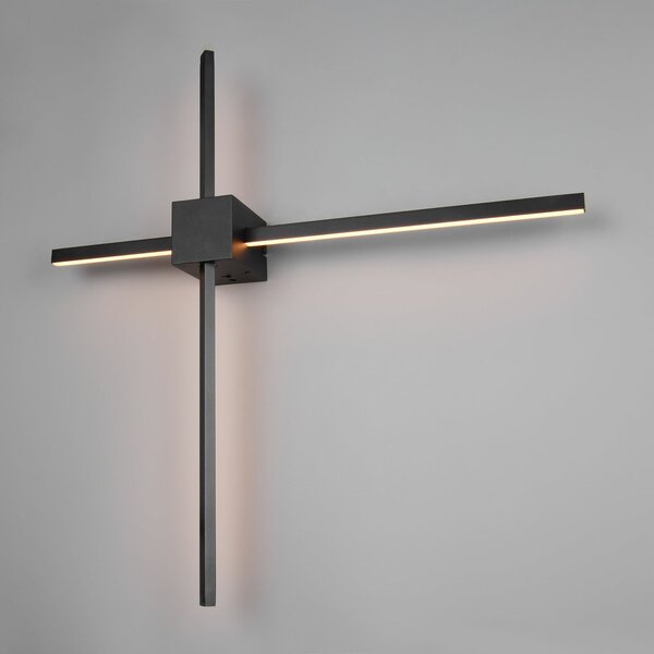 Trio Lighting LED φωτιστικό τοίχου Cassino, μαύρο ματ, πλάτος 67 cm, μέταλλο, ρυθμιζόμενος, Μαύρο, Σαλόνι / τραπεζαρία, Μέταλλο, σύγχρονο